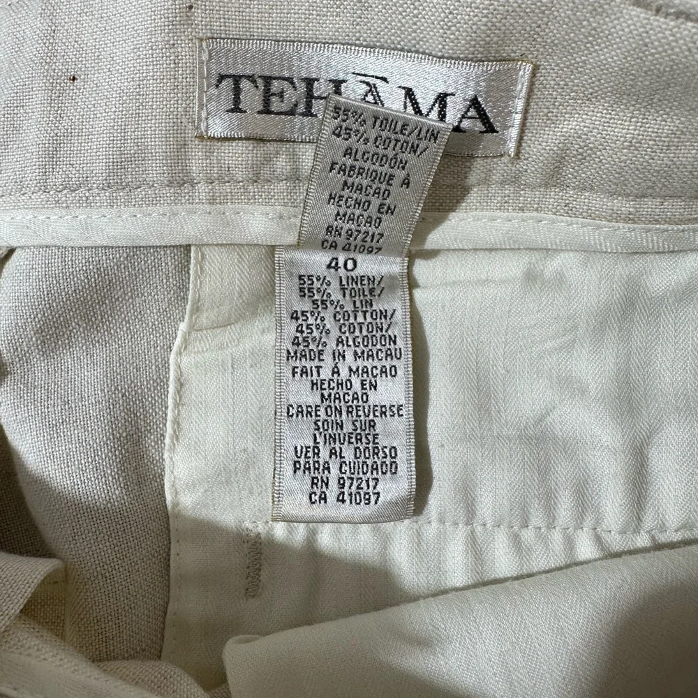 Tehama Men’s 40 Pleated Front Linen Blend Beige Golf Shorts
